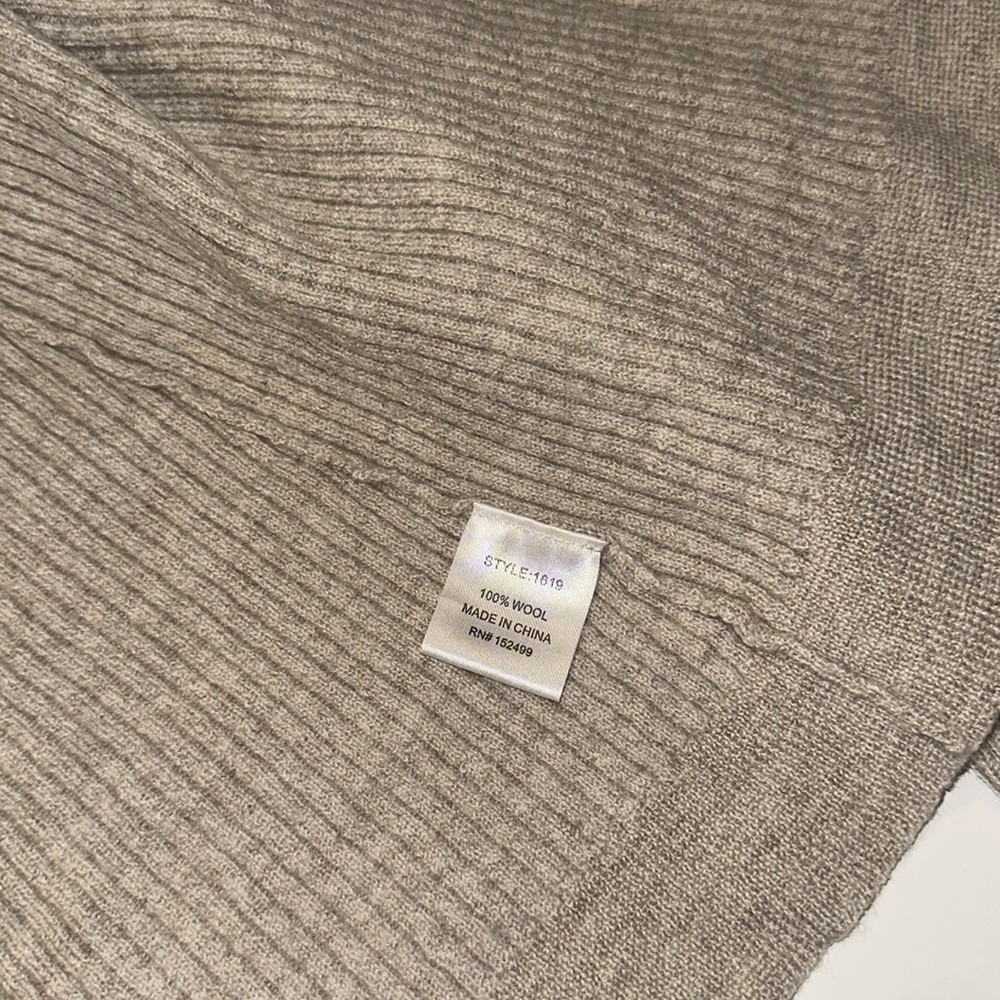 Amour Vert Light Taupe Wool Ribbed Knit Open Front Cardigan Sweater SZ Medium - Picture 5 of 10